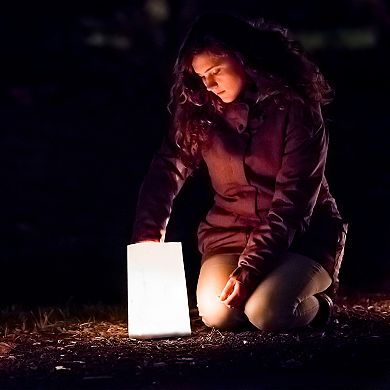 Luminaria Kit Flame Resistant Bags and Extended Burn Tea Lights (Set of 100)