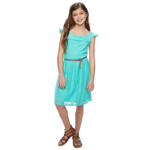 Girls 6-20 & Plus Size SO® Belted Lace Dress