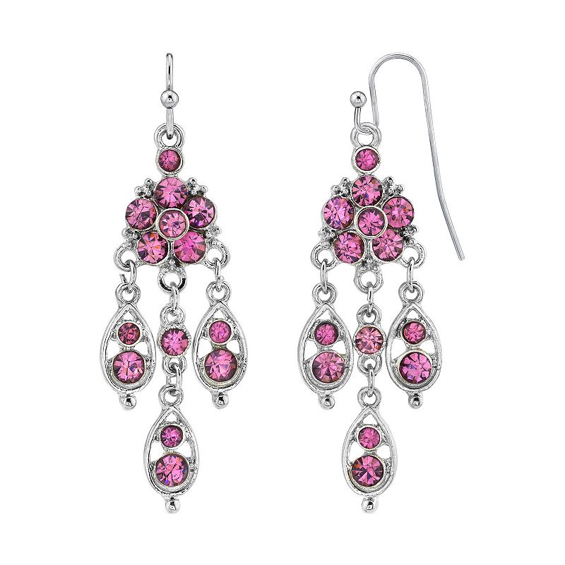 1928 Silver-Tone Amethyst Chandelier Drop Earrings, Womens, Purple