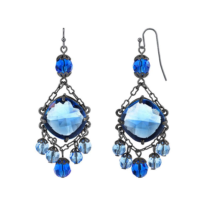 1928 Black-Tone Blue Chandelier Wire Drop Earrings, Womens