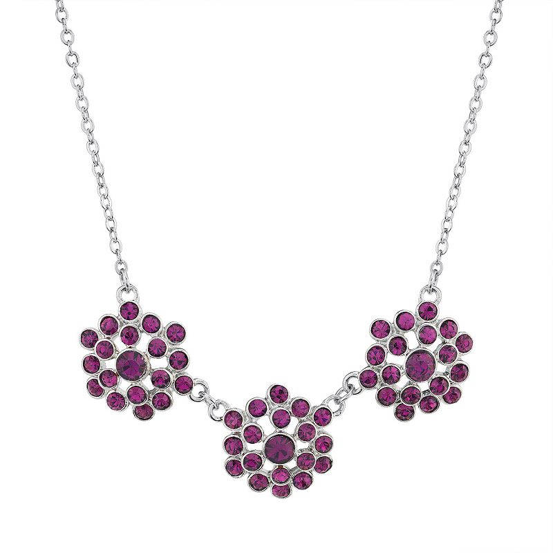 1928 Silver-Tone Amethyst Collar Necklace, Womens, Purple