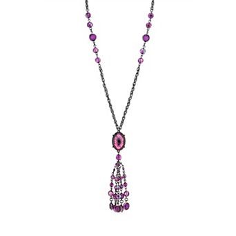 1928 Black-Tone Purple Tassel Necklace