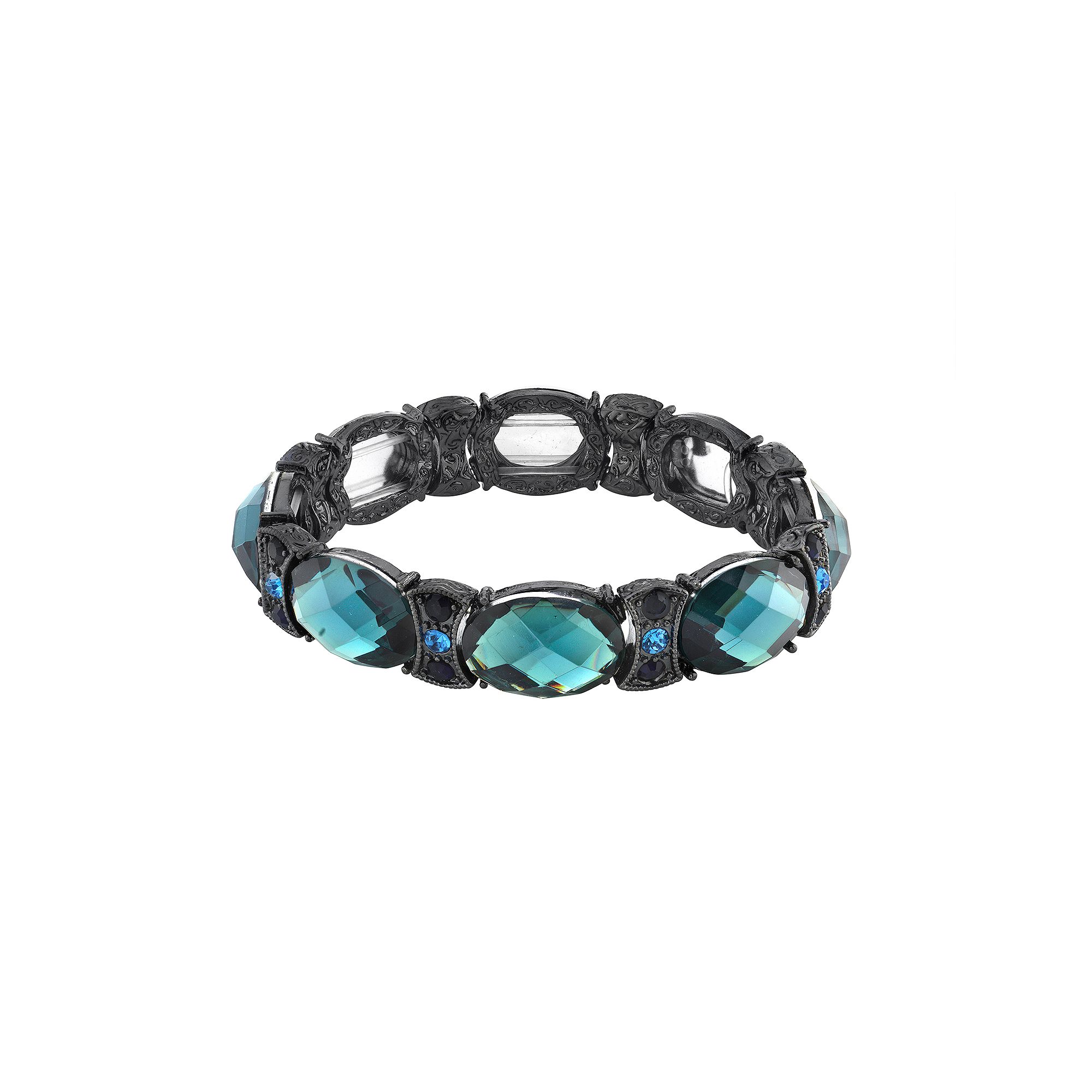 1928 Black-Tone Blue Stretch Bracelet, Womens