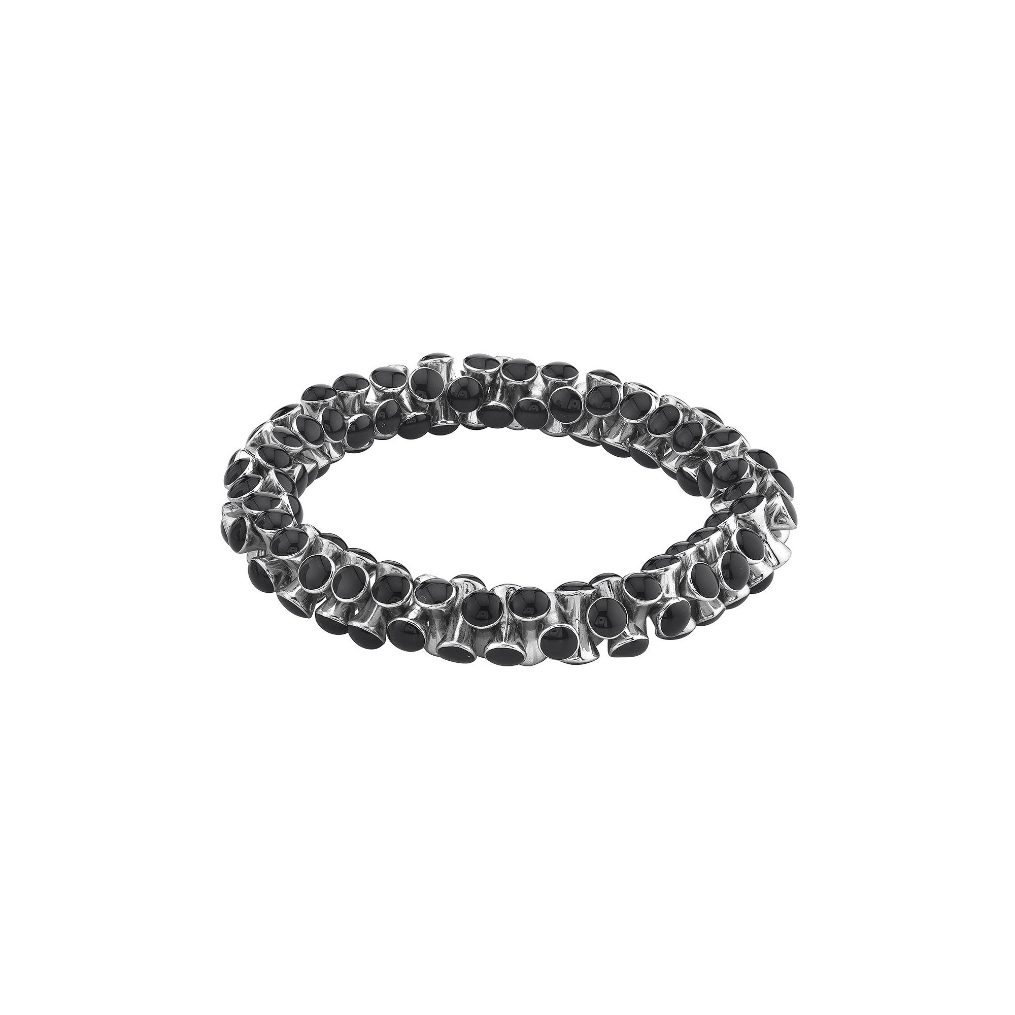 1928 Silver-Tone Jet Stretch Bracelet, Womens, Black