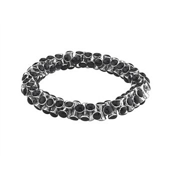 1928 Silver-Tone Jet Stretch Bracelet