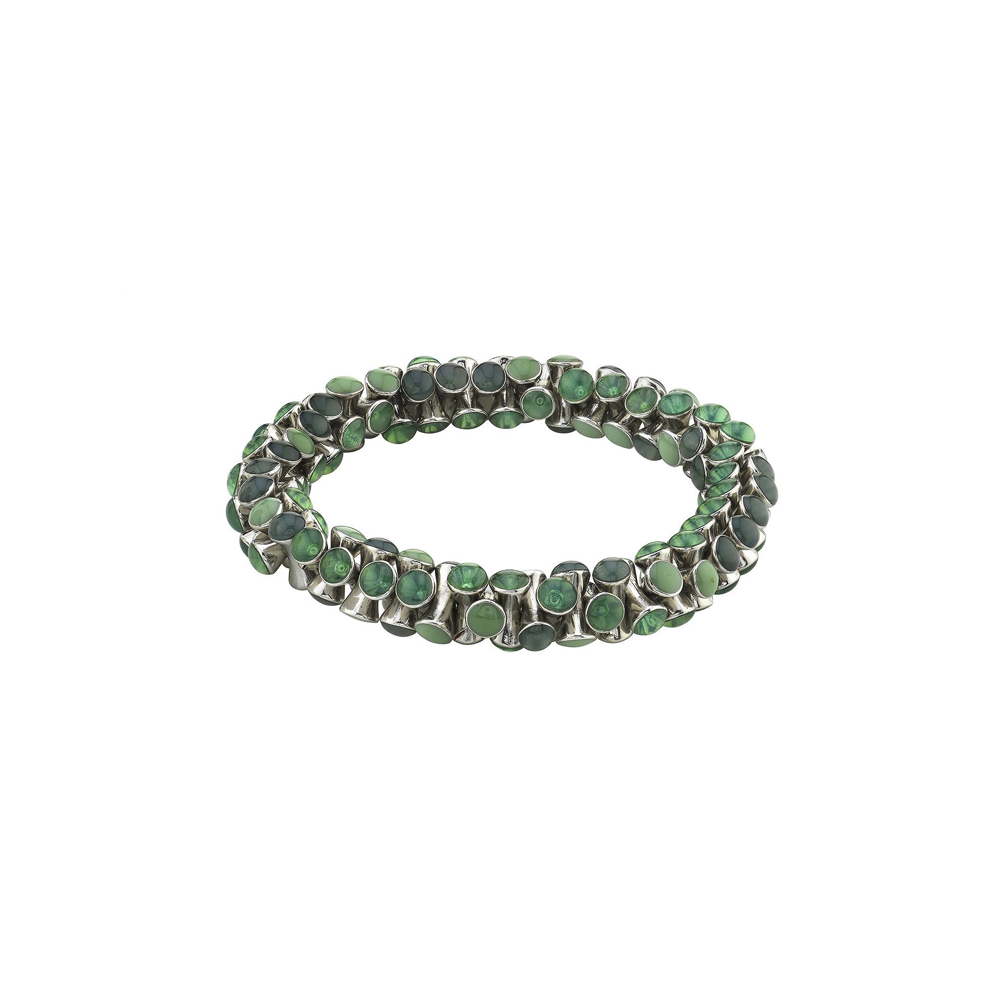 1928 Silver-Tone Blue Turquoise Stretch Bracelet, Womens