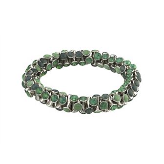 1928 Silver-Tone Blue Turquoise Stretch Bracelet