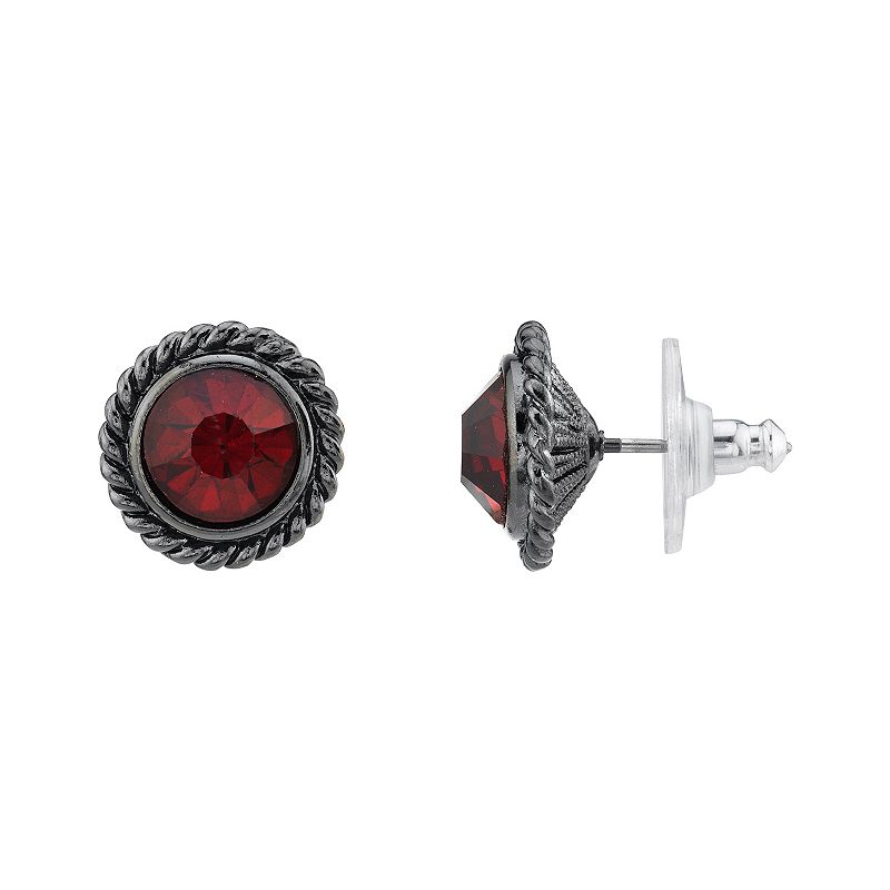 29894353 1928 Black Tone Red Simulated Crystal Stud Earring sku 29894353