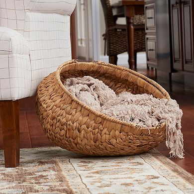 Household Essentials Round Woven Water Hyacinth Basket