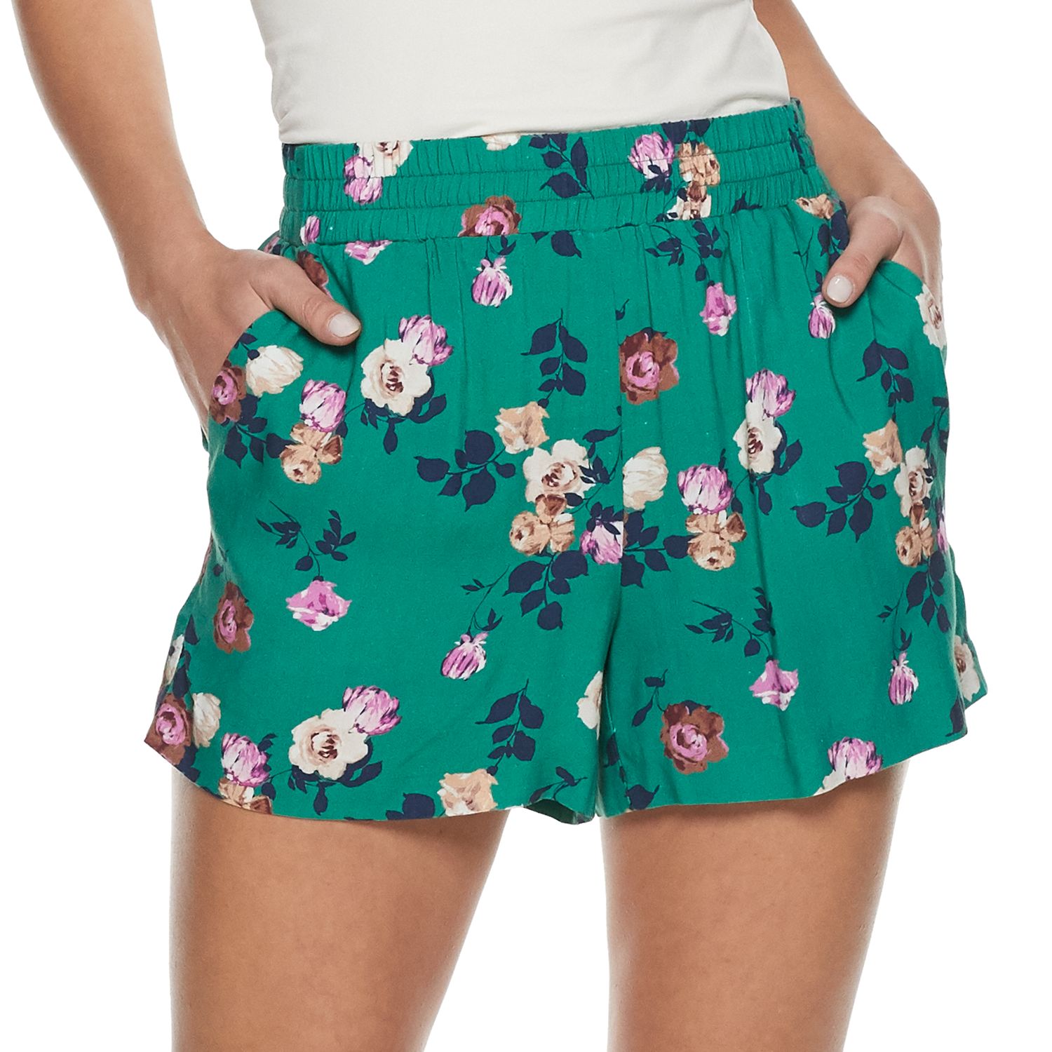 Shorts Femme Apt 9 - Taille 12 - Couleur Khaki/Blanc - Occasion Très Bon état