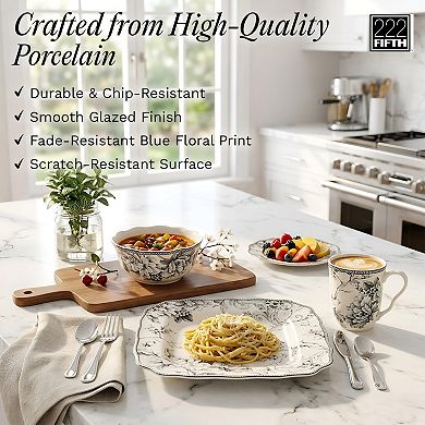 222 Fifth Adelaide Grey 16-pc. Square Dinnerware Set