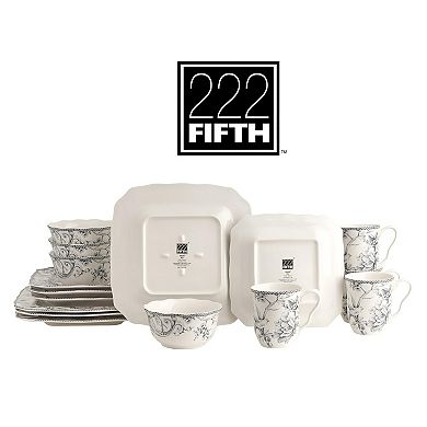 222 Fifth Adelaide Grey 16-pc. Square Dinnerware Set