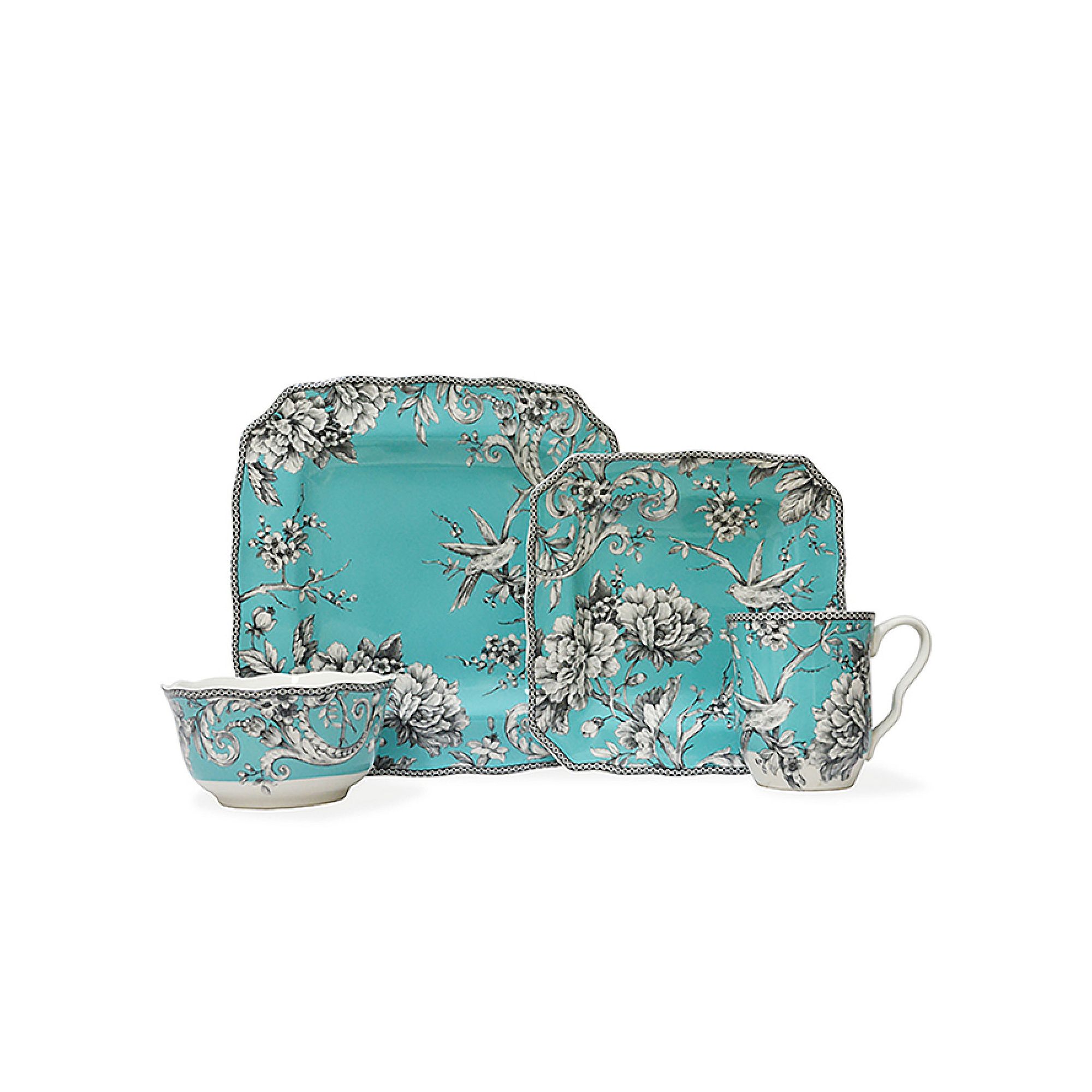 222 Fifth Adelaide Turquoise 16-pc. Square Dinnerware Set