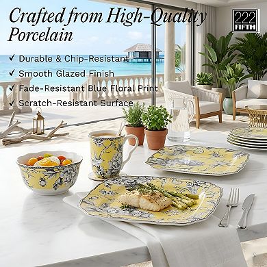 222 Fifth Adelaide Yellow 16-pc. Square Dinnerware Set