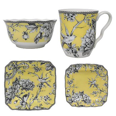 222 Fifth Adelaide Yellow 16-pc. Square Dinnerware Set