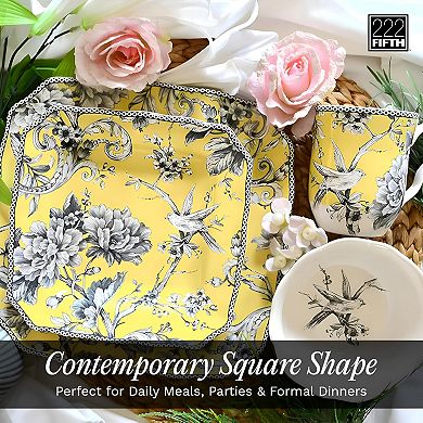 222 Fifth Adelaide Yellow 16-pc. Square Dinnerware Set