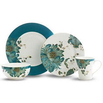 222 Fifth Eliza Teal 16 pc Dinnerware Set