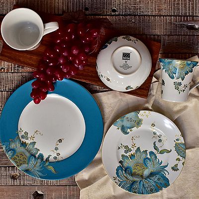 222 Fifth Eliza Teal 16 pc. Dinnerware Set