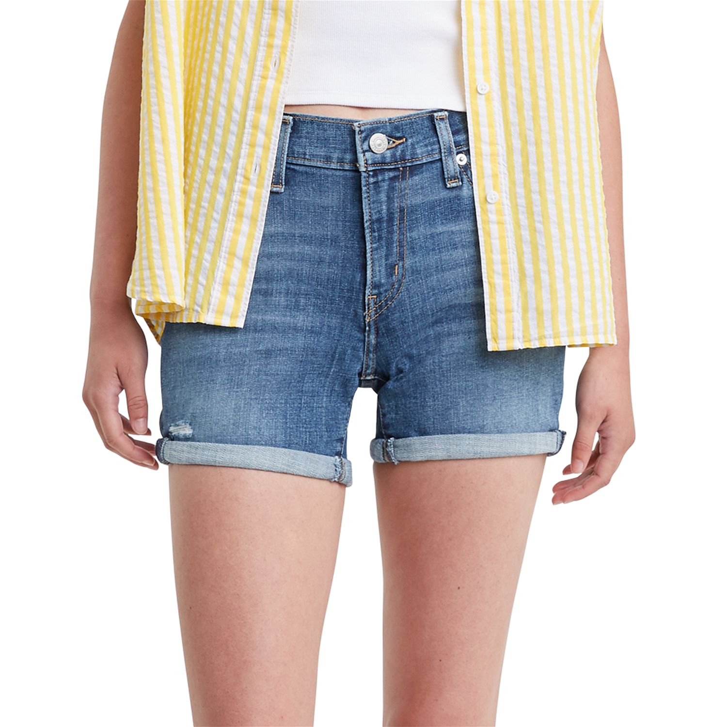 Photo 1 of 14- Women's Levi's® Mid-Length Cuffed Jean Shorts