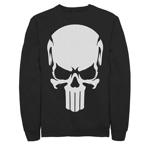 Men s Marvel Punisher All White Skull Logo Sweatshirt