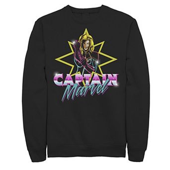 Men's Marvel Captain Marvel 80's Style Retro Neon Poster Logo Sweatshirt