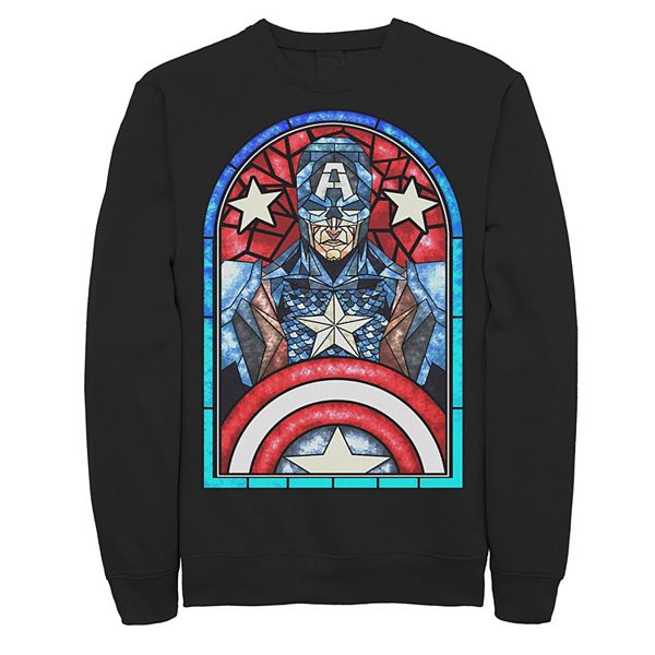 Men's Marvel Captain America Avengers Stained Glass Memorial Sweatshirt