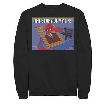 Men's Marvel Spider-Man The Story Of My Life Humor Portrait Sweatshirt