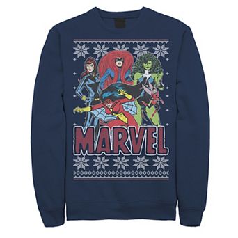 Men's Marvel Heroines Christmas Snowflake Holiday Fleece
