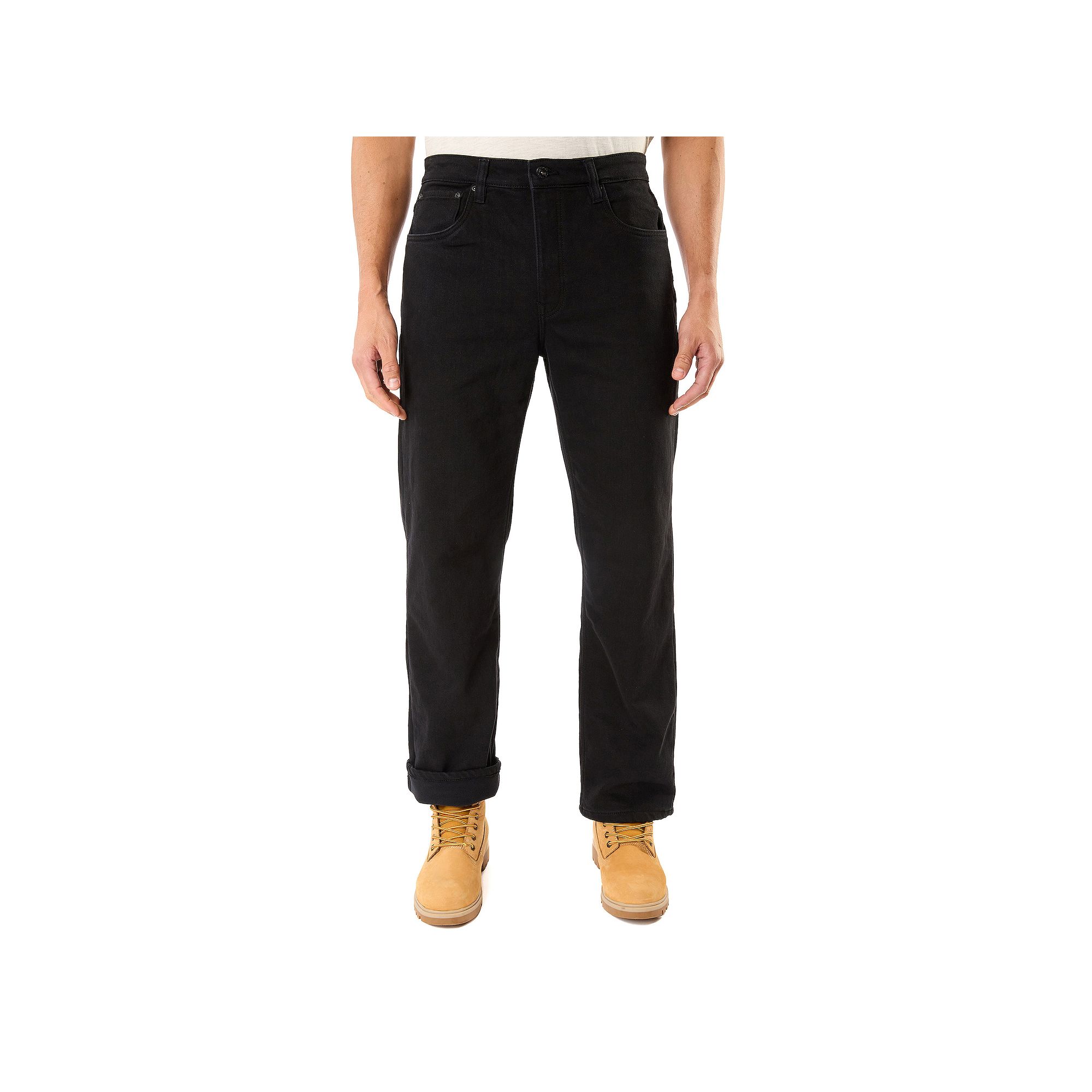 Mens Smiths Workwear Stretch Fleece Lined Jeans, Size: 38X30, Black