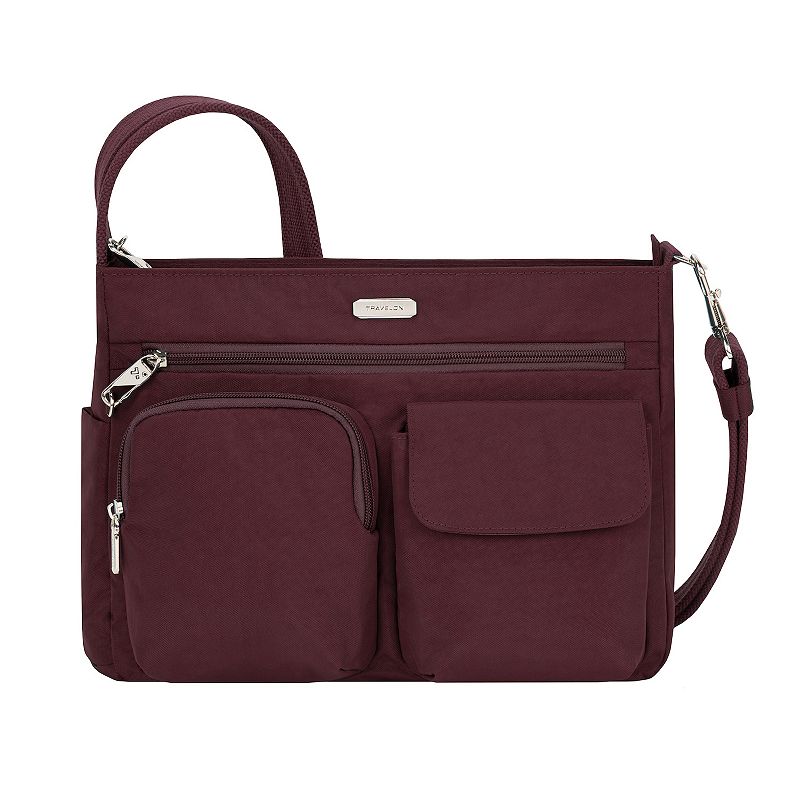 Travelon Anti-Theft Essentials Patch Pocket Crossbody Bag, Dark Red