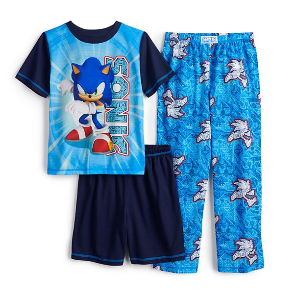 Sonic The Hedgehog Boys Action Scenes 3 Piece Pajamas 