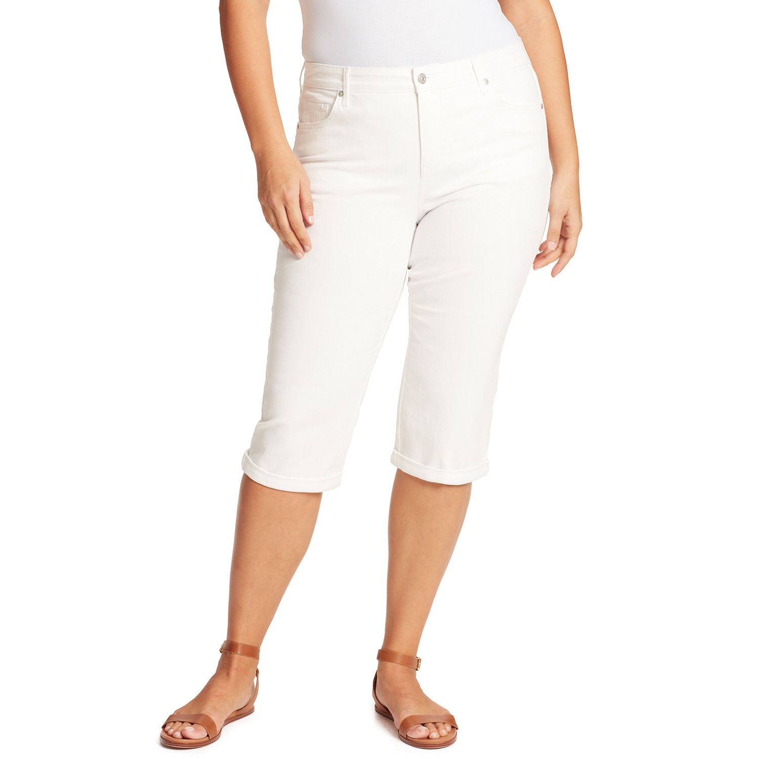 plus size denim capris