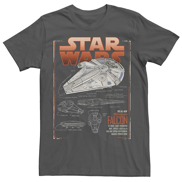 Men's Star Wars Han Solo Movie Falcon Schematics Tee