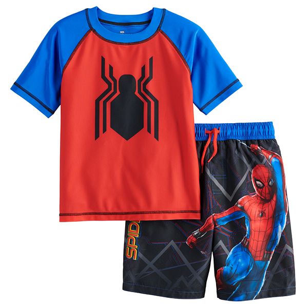 Boys 4-7 Marvel Spider-Man Rash Guard Top & Swim Trunks Set