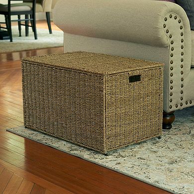 Household Essentials Large Wicker Storage Chest with Lid