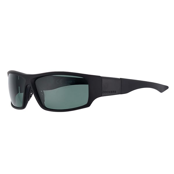 Dockers Mens Polarized Full Frame Square Sunglasses, One Size , Black