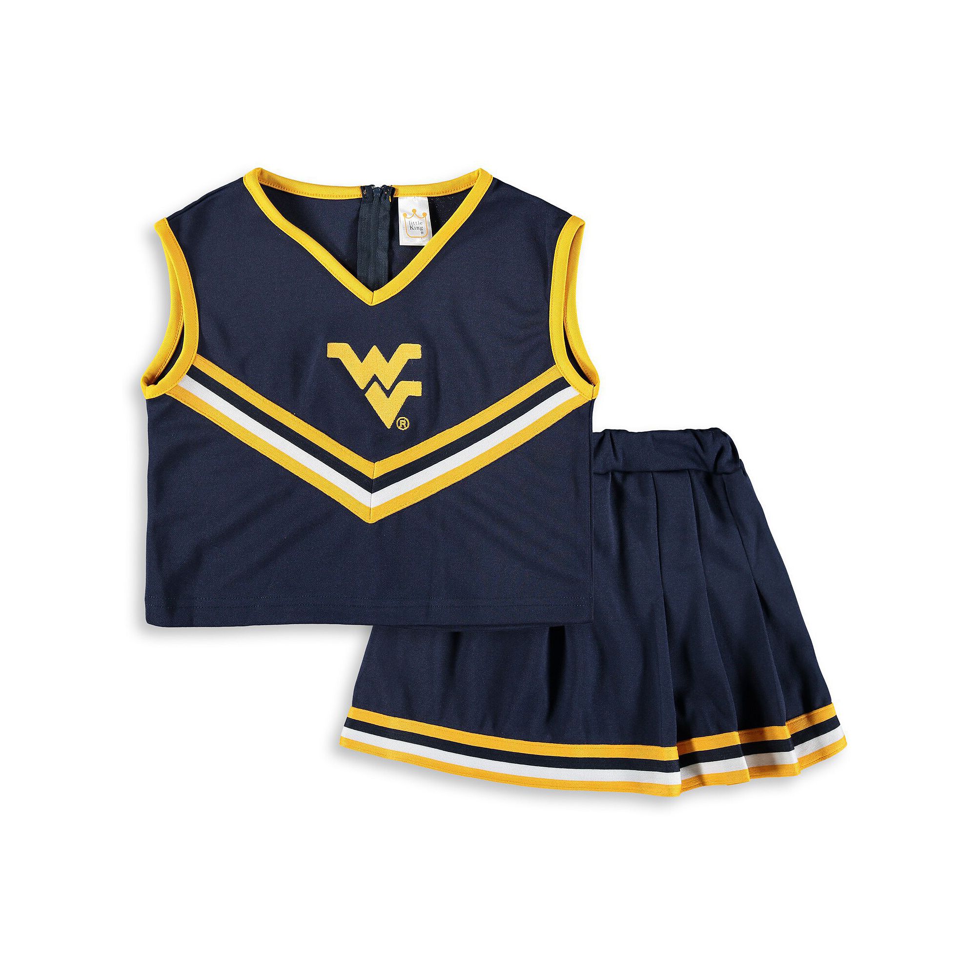Girls Youth Navy West Virginia Mountaineers Two-Piece Cheer Set, Girls, Si