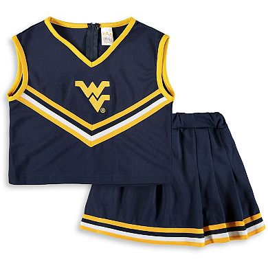 Girls Youth Navy West Virginia Mountaineers Two-Piece Cheer Set