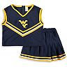 Girls Youth Navy West Virginia Mountaineers Two-Piece Cheer Set