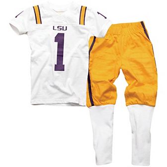 LSU Tigers Youth Football Pajama Set - White/Gold