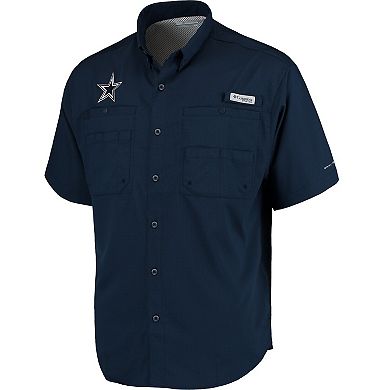 Men's Columbia Navy Blue Dallas Cowboys Tamiami Fishing Shirt