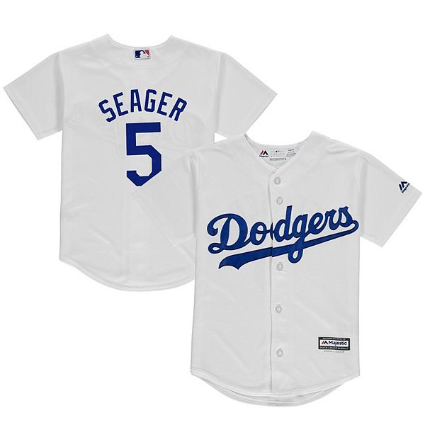 قطن دائري Youth Majestic Corey Seager White Los Angeles Dodgers Home Official Cool  Base Player Jersey قطن دائري