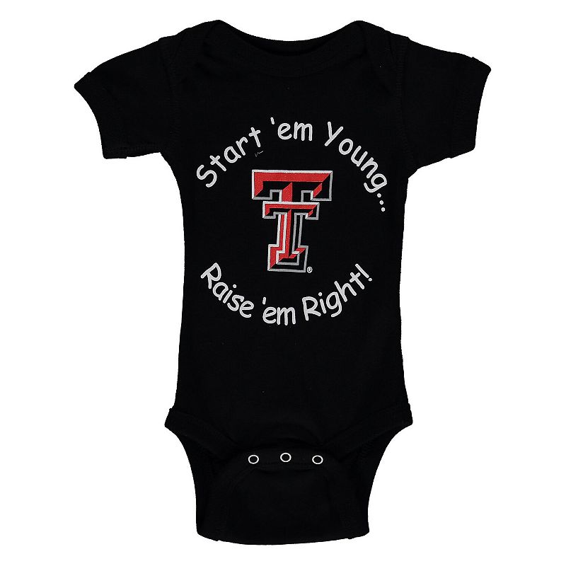 Infant Black Texas Tech Red Raiders Start Em Young Bodysuit, Infant Unisex,