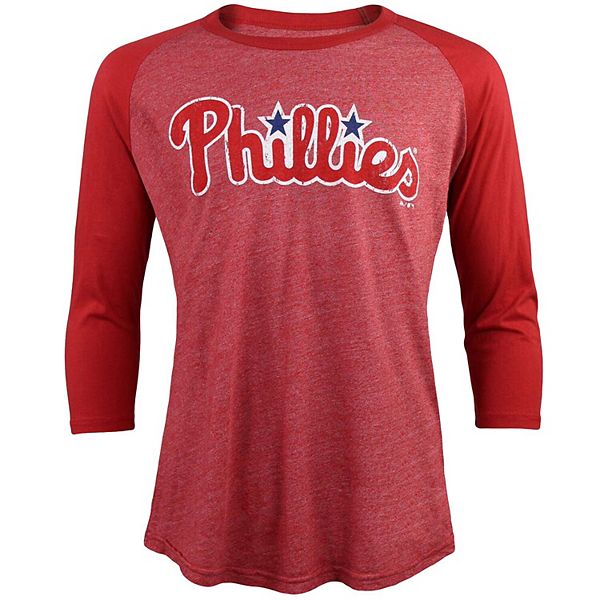 5th & Ocean PINK Sm White/Red Phillies Shirt Meet Me In The Dugout 3/4  Sleeve