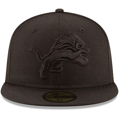 Men's New Era Detroit Lions Black on Black 59FIFTY Fitted Hat