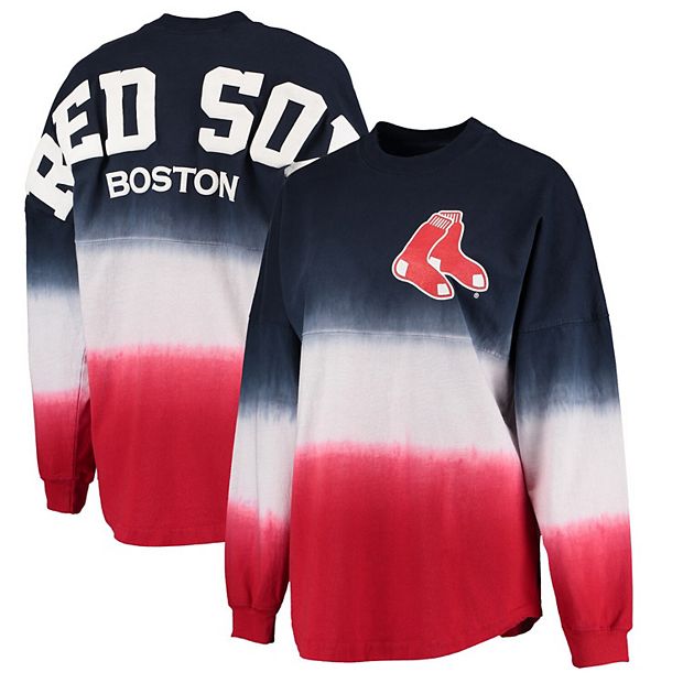 Women's Navy Boston Red Sox Oversized Long Sleeve Ombre Spirit