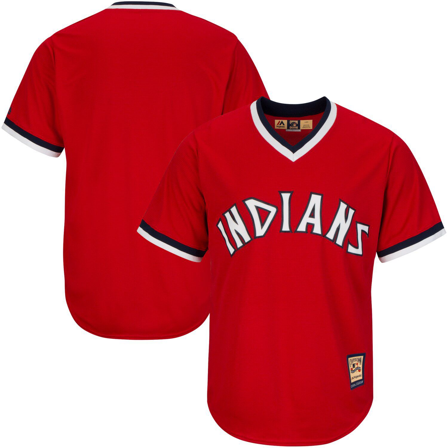 majestic men's replica cleveland indians cool base red cooperstown jersey