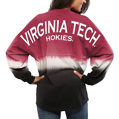 Women's Maroon Virginia Tech Hokies Ombre Long Sleeve Dip-Dyed Spirit Jersey