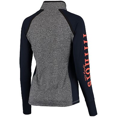 Women's Gray/Navy Illinois Fighting Illini Finalist Quarter-Zip Pullover Jacket