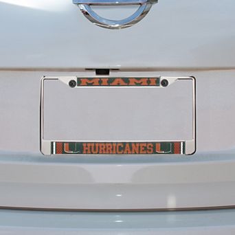 Miami Hurricanes Jersey Small Over Large Metal Acrylic Cut License Plate Frame